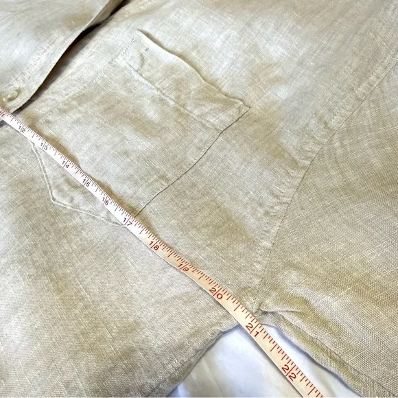 Caslon Linen Duster Long Sleeves Shirt Midi Dress Light Beige Tan Side Slit Sz M - Picture 10 of 11